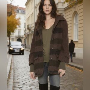 Rare Banana Republic Striped Wool Jacket in Brown and Olive